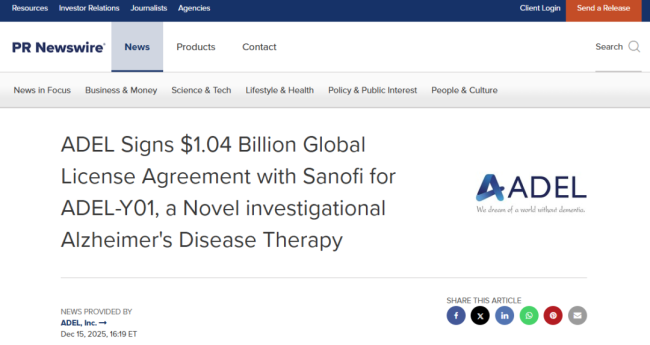 “死亡谷”里“抄近道”，赛诺菲10.4亿美元再加码，竞速礼来、卫材/渤健？