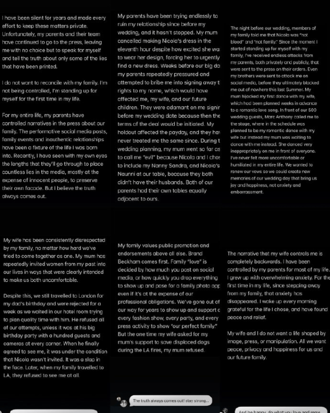 知情人透露贝克汉姆遭儿子控诉后深受打击