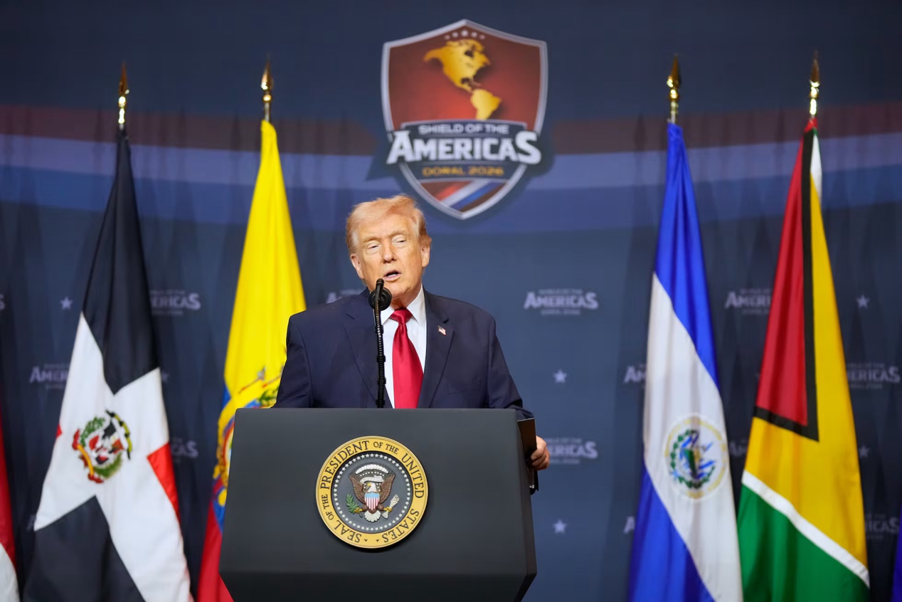 特朗普在&ldquo;美洲之盾&rdquo;峰会上发表讲话