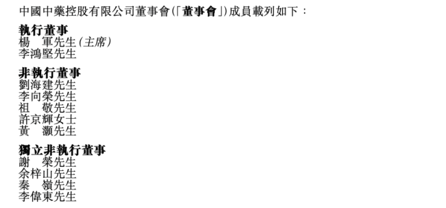 中国中药,董事长换人
