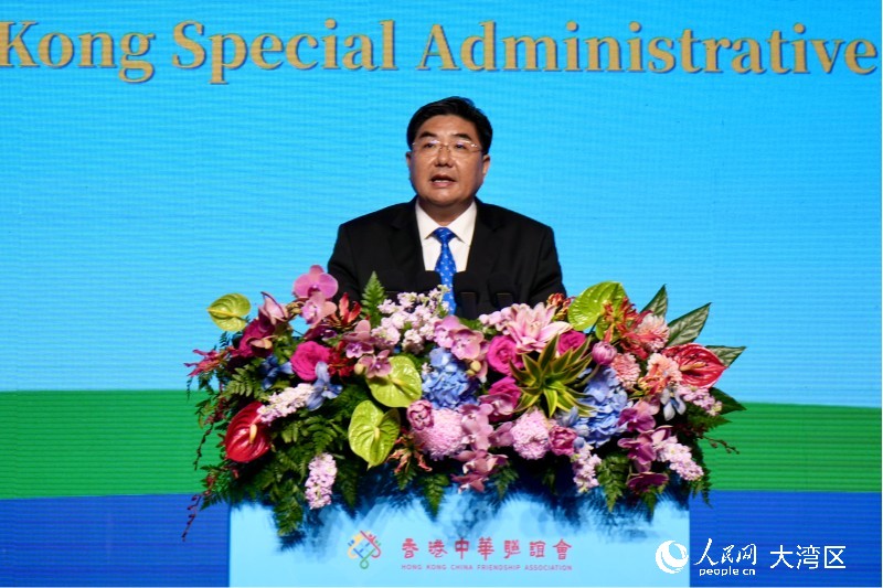 图3.中央政府驻港联络办副主任张勇致辞。人民网 张雨洁摄